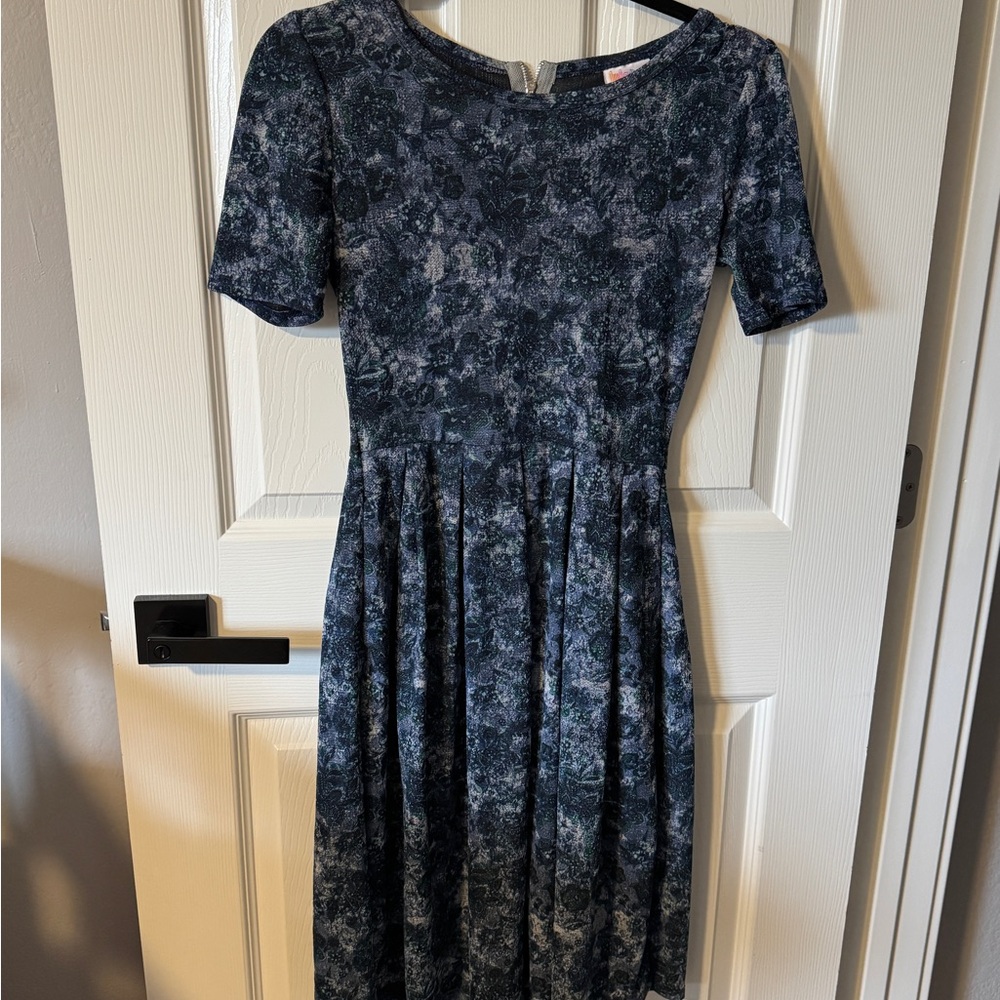 LuLaRoe Blue Fit and Flare Midi Dress
